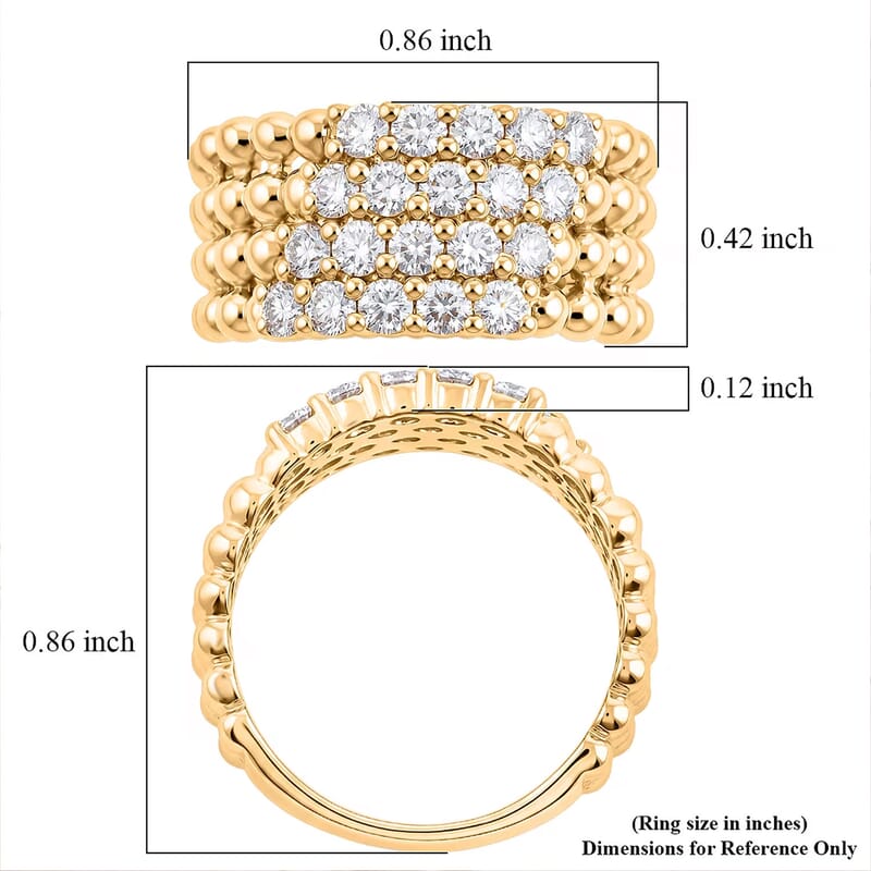 Clarte Perline Collection Moissanite 1.10 ctw Perline Ring in 14K Yellow Gold Over Sterling Silver (Size 8.0)
