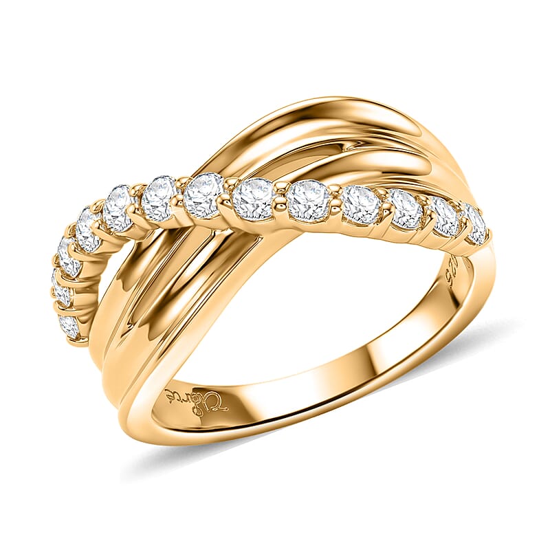 Clarte Trinita Collection Moissanite 0.70 ctw Ring in 14K Yellow Gold Over Sterling Silver (Size 6.0)