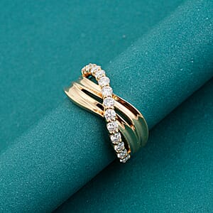 Clarte Trinita Collection Moissanite 0.70 ctw Ring in 14K Yellow Gold Over Sterling Silver (Size 6.0)