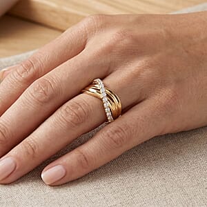 Clarte Trinita Collection Moissanite 0.70 ctw Ring in 14K Yellow Gold Over Sterling Silver (Size 6.0)
