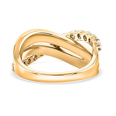 Clarte Trinita Collection Moissanite 0.70 ctw Ring in 14K Yellow Gold Over Sterling Silver (Size 6.0)