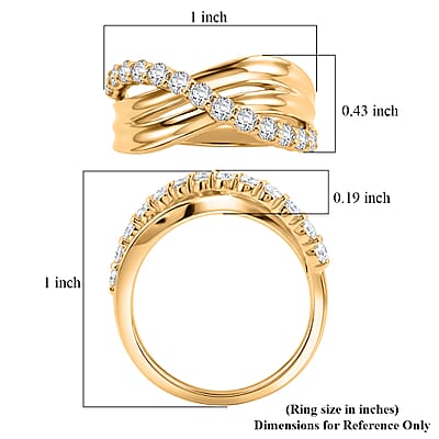 Clarte Trinita Collection Moissanite 0.70 ctw Ring in 14K Yellow Gold Over Sterling Silver (Size 6.0)