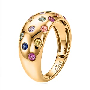 Clarte Chroma Collection Multi Sapphire 0.80 ctw Ring in 14K Yellow Gold Over Sterling Silver (Size 6.0)