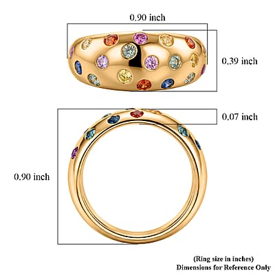 Clarte Chroma Collection Multi Sapphire 0.80 ctw Ring in 14K Yellow Gold Over Sterling Silver (Size 6.0)