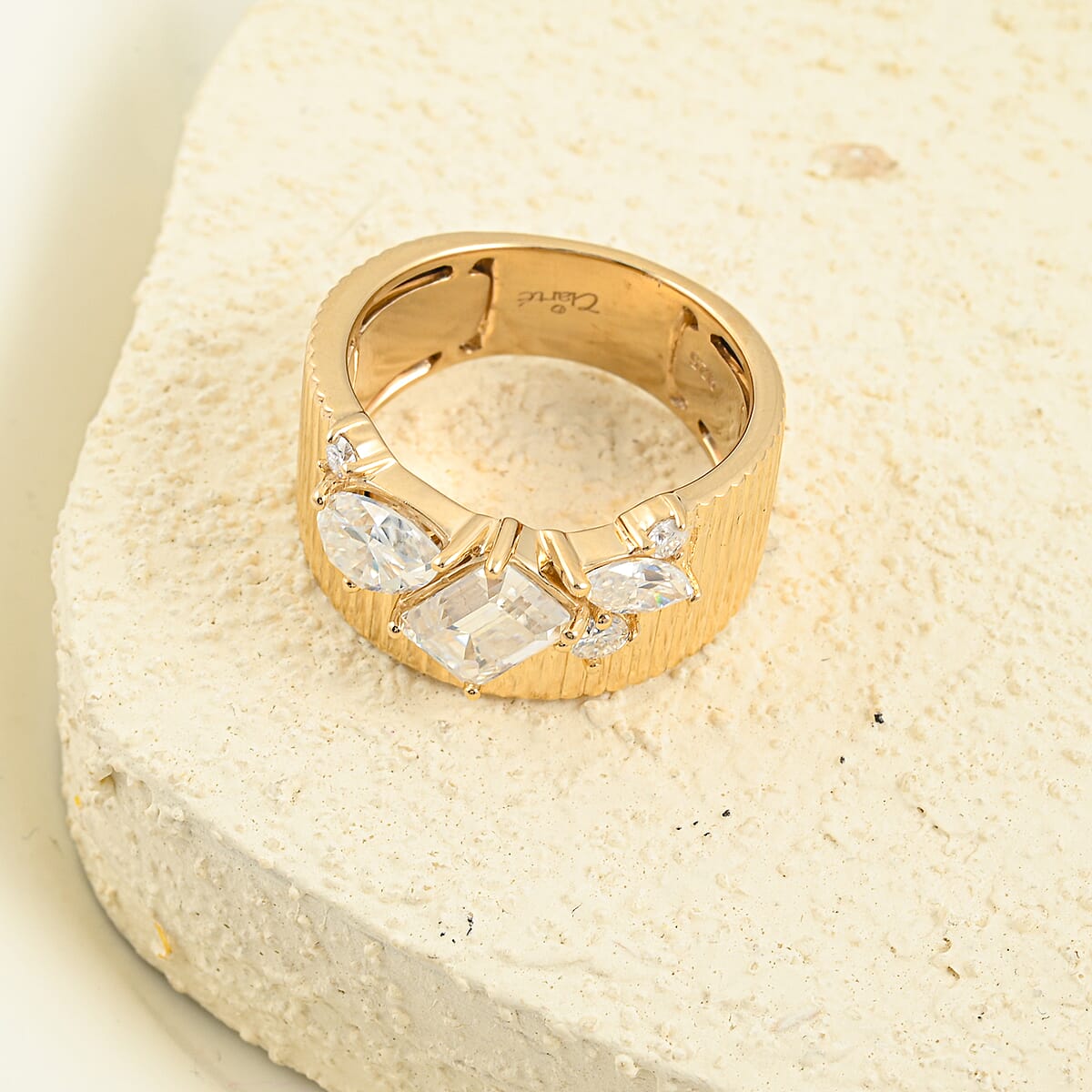 Clarte Serendipity Collection Moissanite 2.10 ctw Ring in 14K Yellow Gold Over Sterling Silver (Size 6.0) image number 1