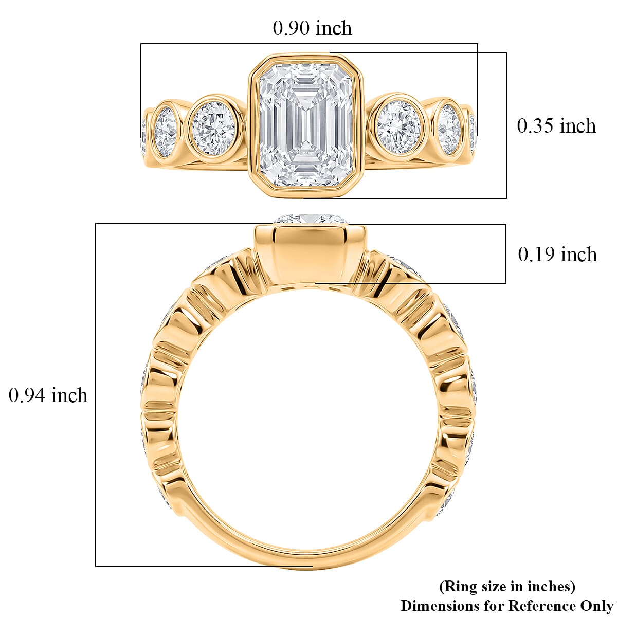 Clarte Helena Collection Moissanite 2.75 ctw Ring in 14K Yellow Gold Over Sterling Silver (Size 8.0)