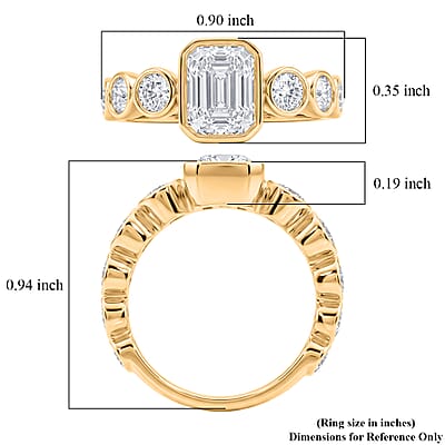 Clarte Helena Collection Moissanite 2.75 ctw Ring in 14K Yellow Gold Over Sterling Silver (Size 8.0)