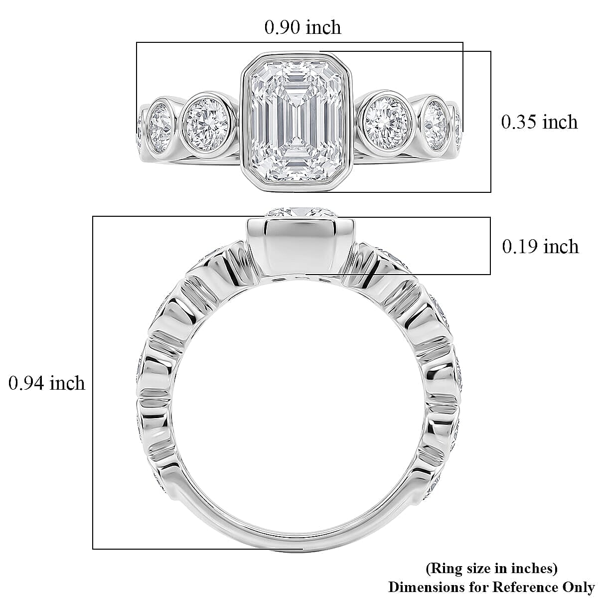 Clarte Helena Collection Moissanite 2.75 ctw Ring in Sterling Silver (Size 6.0)