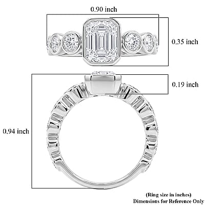Clarte Helena Collection Moissanite 2.75 ctw Ring in Sterling Silver (Size 6.0)