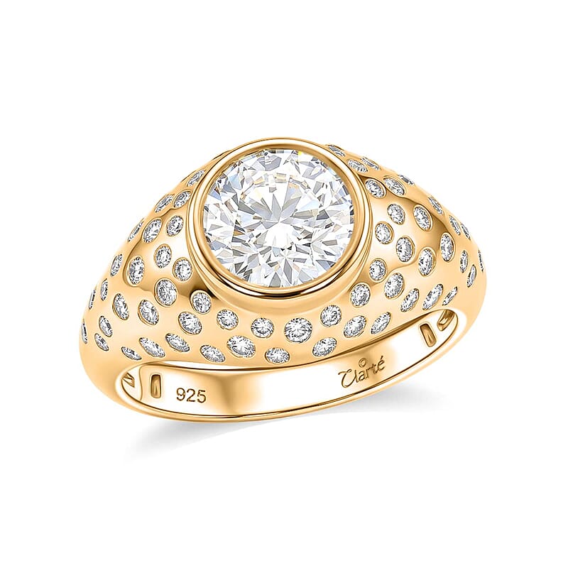 Clarte Fireball Collection Moissanite 2.50 ctw Ring in 14K Yellow Gold Over Sterling Silver (Size 6.0)