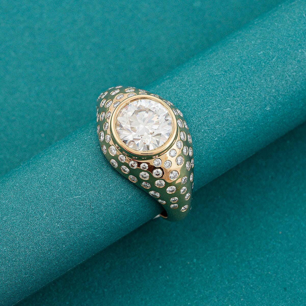 Clarte Fireball Collection Moissanite 2.50 ctw Ring in 14K Yellow Gold Over Sterling Silver (Size 6.0) image number 1
