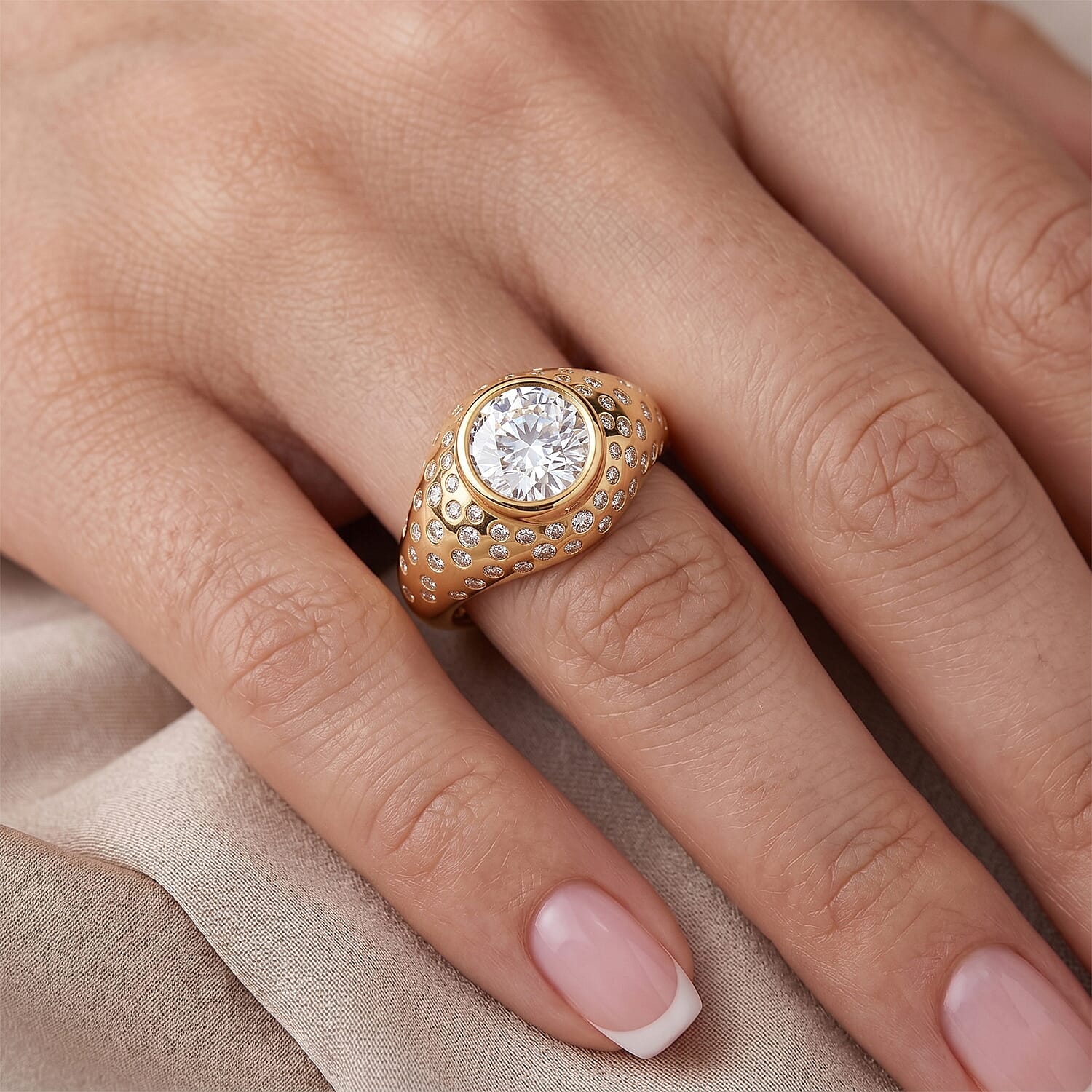 Clarte Fireball Collection Moissanite 2.50 ctw Ring in 14K Yellow Gold Over Sterling Silver (Size 6.0)