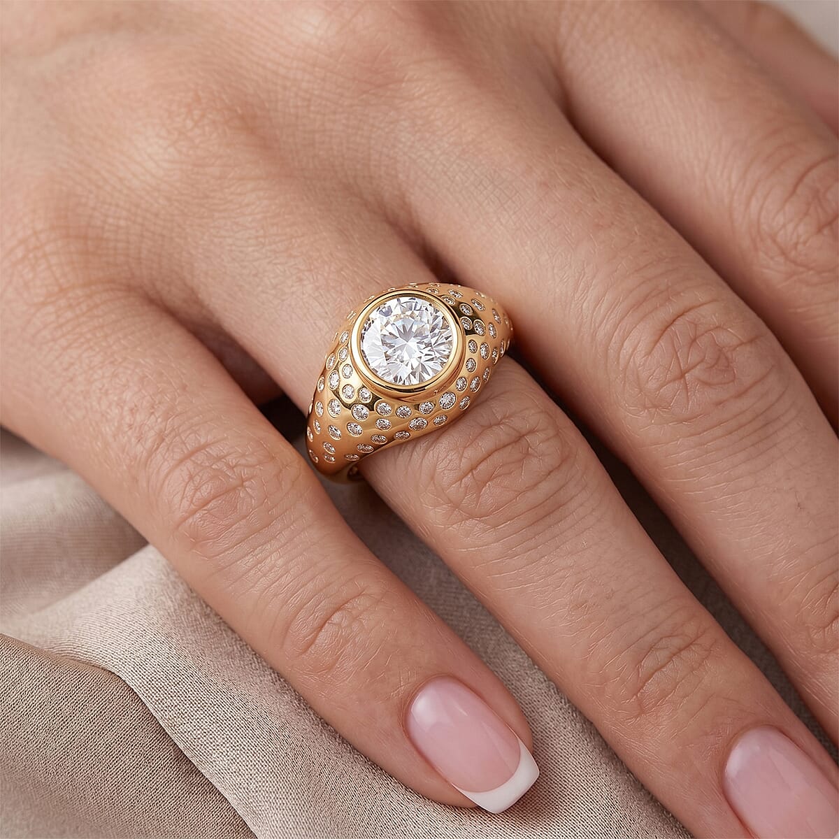Clarte Fireball Collection Moissanite 2.50 ctw Ring in 14K Yellow Gold Over Sterling Silver (Size 6.0) image number 2