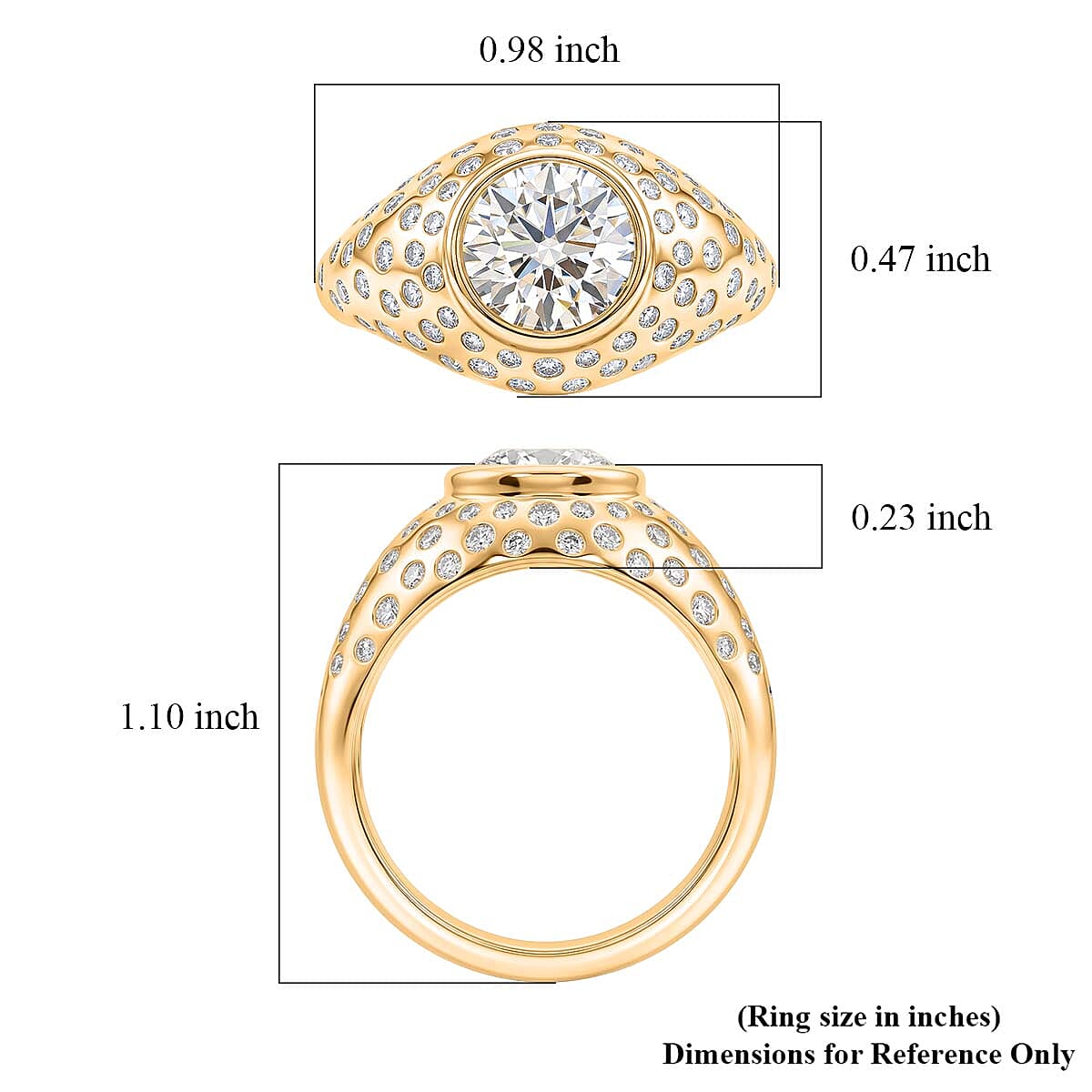 Clarte Fireball Collection Moissanite 2.50 ctw Ring in 14K Yellow Gold Over Sterling Silver (Size 6.0) image number 4