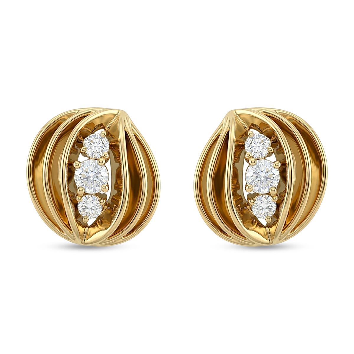 Clarte Starfall Collection Moissanite 0.90 ctw Studs Earrings in 14K Yellow Gold Over Sterling Silver