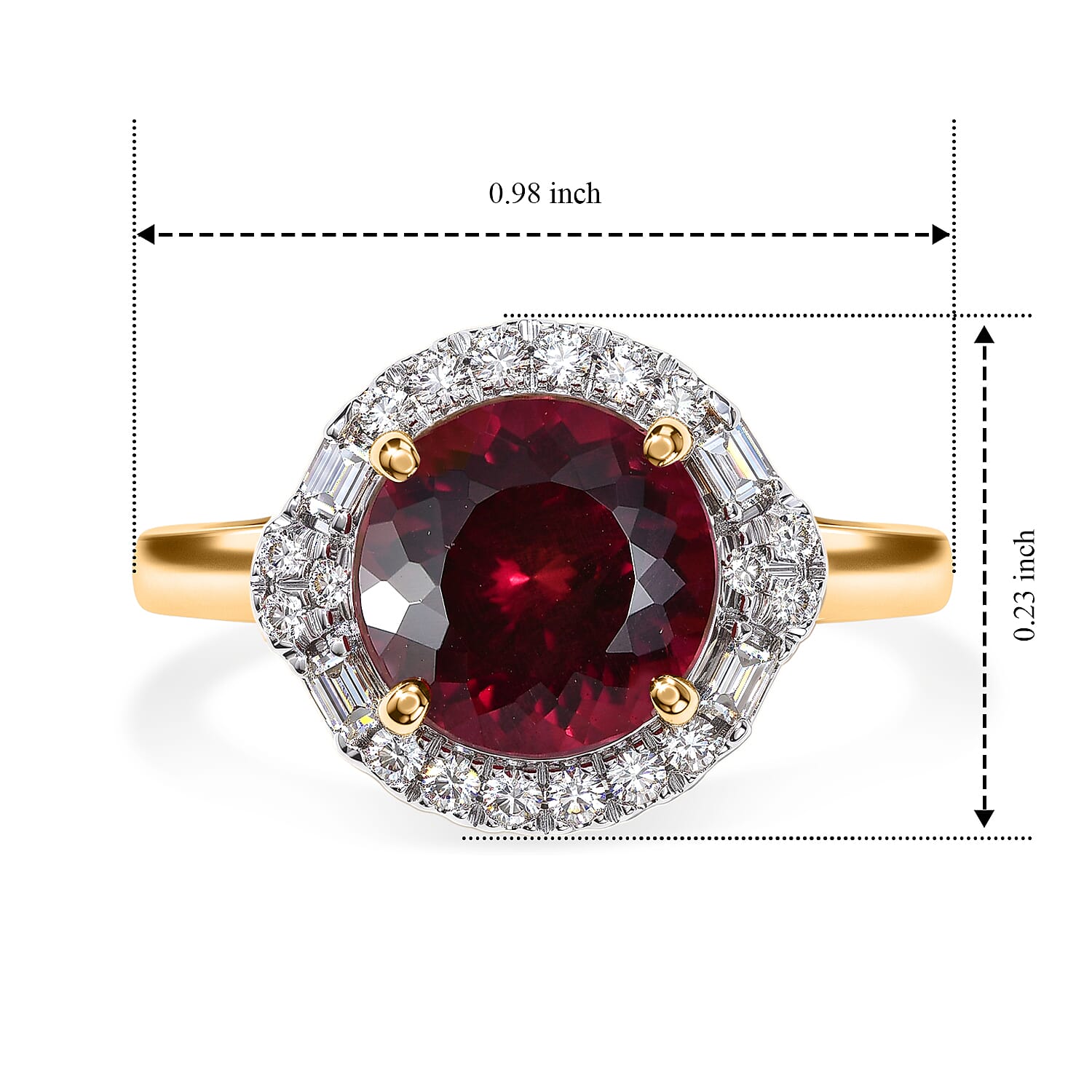 AAA Usambara Color Change Garnet and Luxuriant Lab Grown Diamond G-H SI 3.79 ctw Ring in 10K Yellow Gold (Size 5.0)