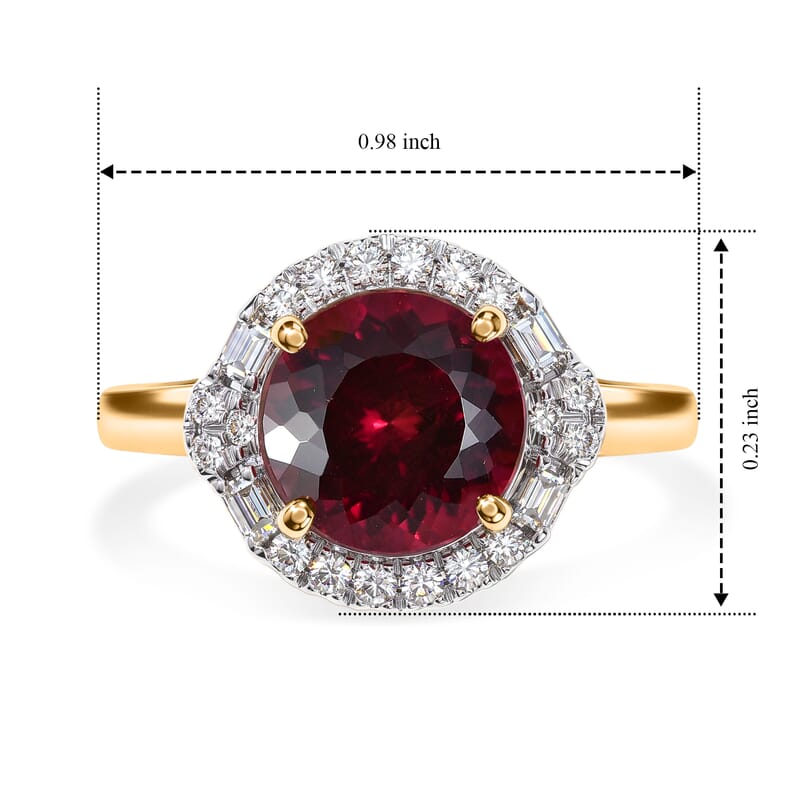 AAA Usambara Color Change Garnet and Luxuriant Lab Grown Diamond G-H SI 3.79 ctw Ring in 10K Yellow Gold (Size 5.0)