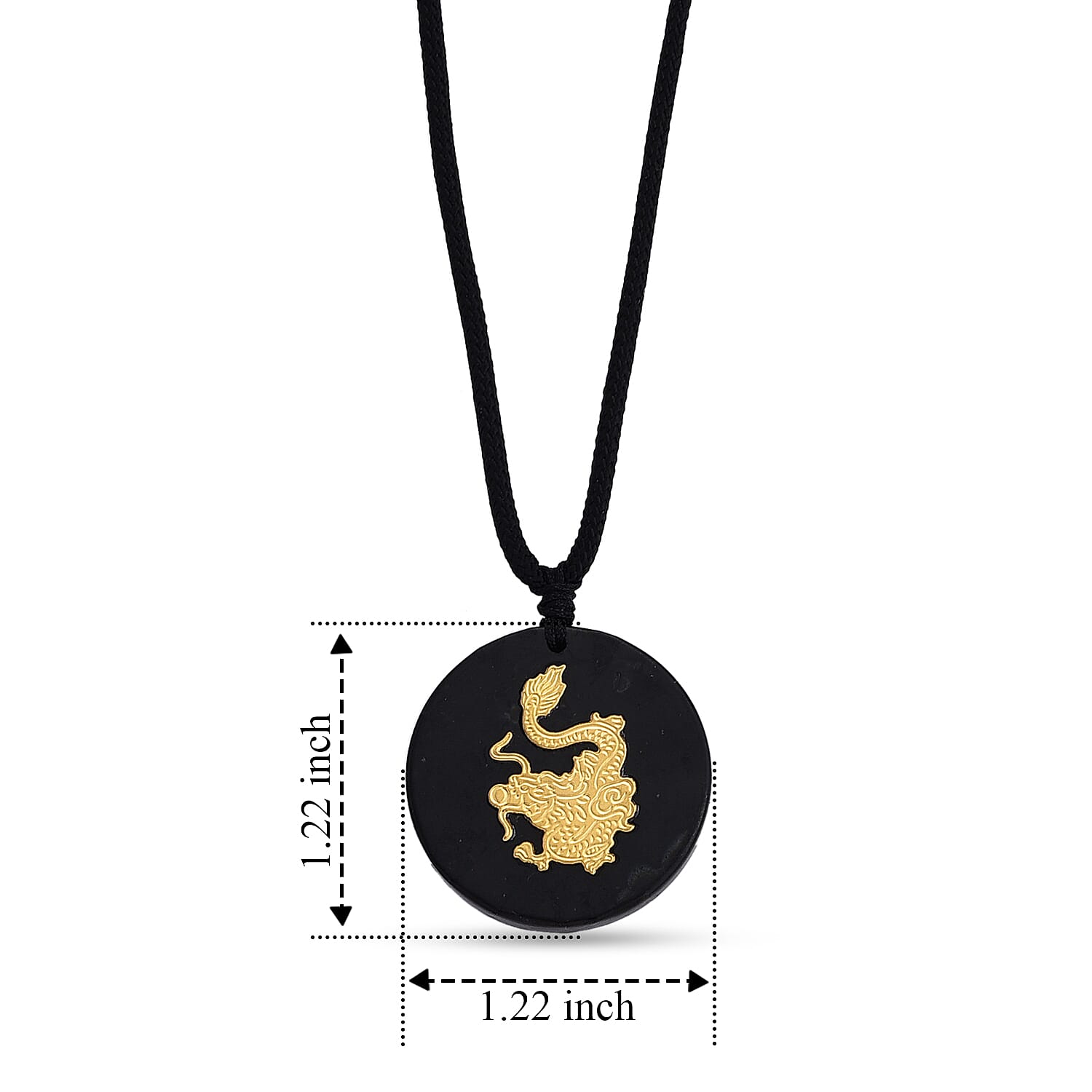 4th July Doorbuster Deal 24K Yellow Gold Dragon Shungite Cotton Cord Necklace (28 Inches) 23.00 ctw