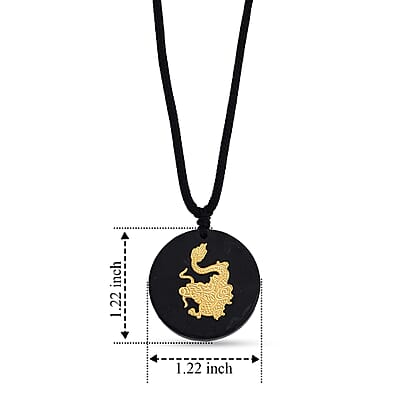4th July Doorbuster Deal 24K Yellow Gold Dragon Shungite Cotton Cord Necklace (28 Inches) 23.00 ctw