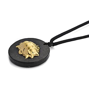 24K Yellow Gold Lotus Shungite Cotton Cord Necklace (28 Inches) 23.00 ctw