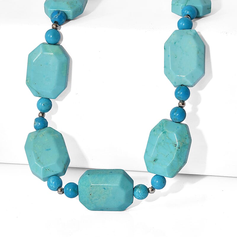 EverTrue Magnesite 505.00 ctw Beaded Necklace in Stainless Steel 22-24 Inches