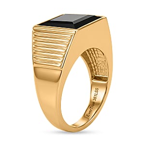 EverTrue Thai Black Spinel 9.90 ctw Men's Ring in ION Plated YG Stainless Steel (Size 12.0)