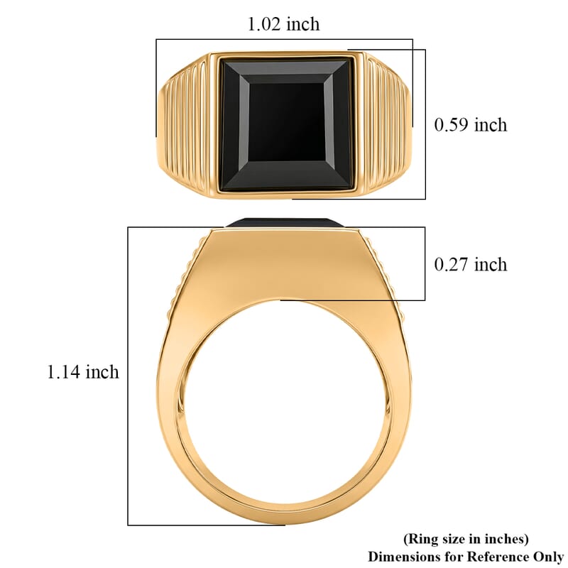 EverTrue Thai Black Spinel 9.90 ctw Men's Ring in ION Plated YG Stainless Steel (Size 14.0)