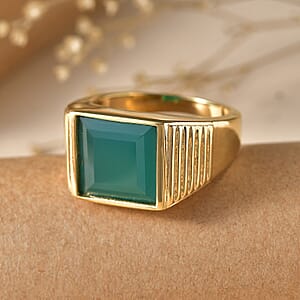 EverTrue Verde Onyx 6.50 ctw Men's Ring in ION Plated YG Stainless Steel (Size 10.0)