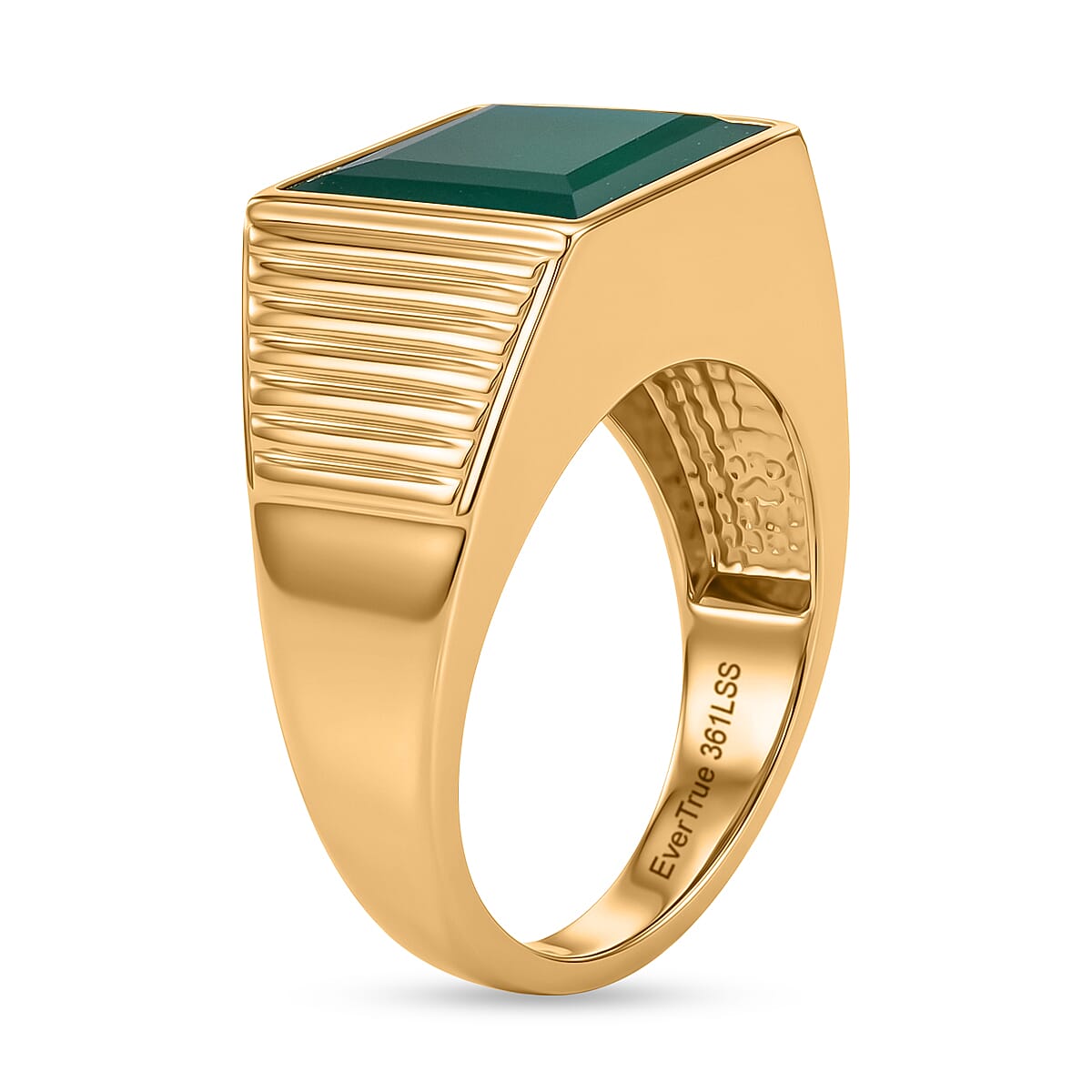 EverTrue Verde Onyx 6.50 ctw Men's Ring in ION Plated YG Stainless Steel (Size 10.0)