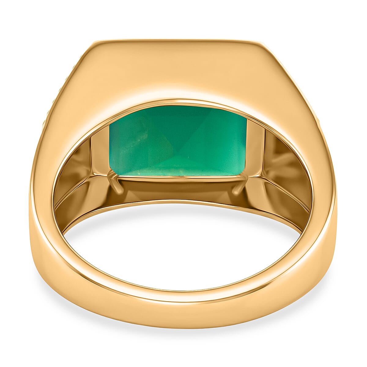 EverTrue Verde Onyx 6.50 ctw Men's Ring in ION Plated YG Stainless Steel (Size 10.0)