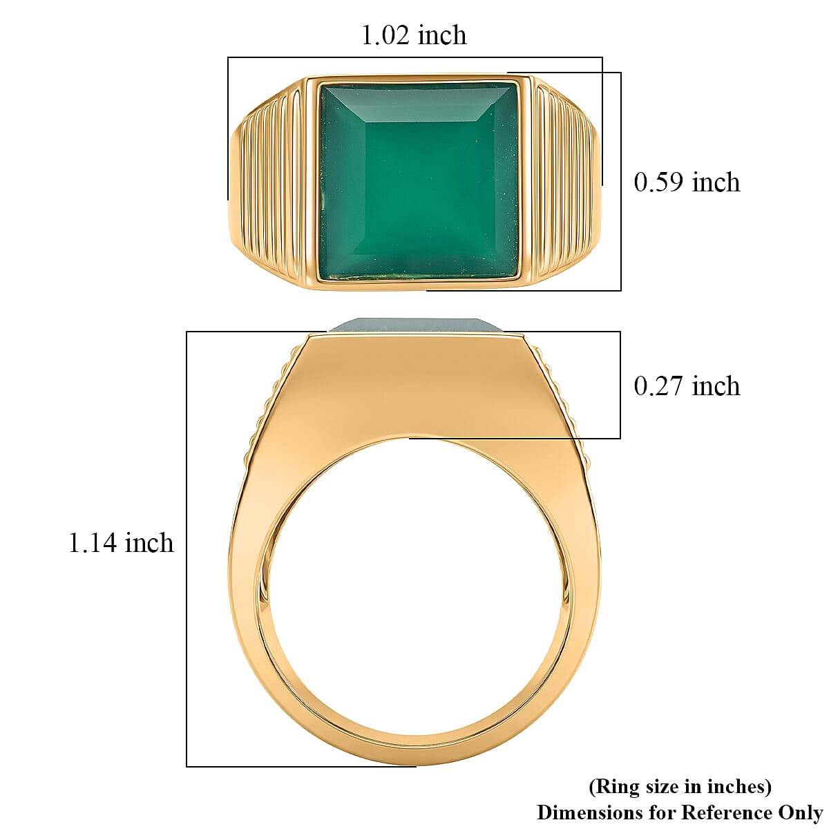 EverTrue Verde Onyx 6.50 ctw Men's Ring in ION Plated YG Stainless Steel (Size 10.0)
