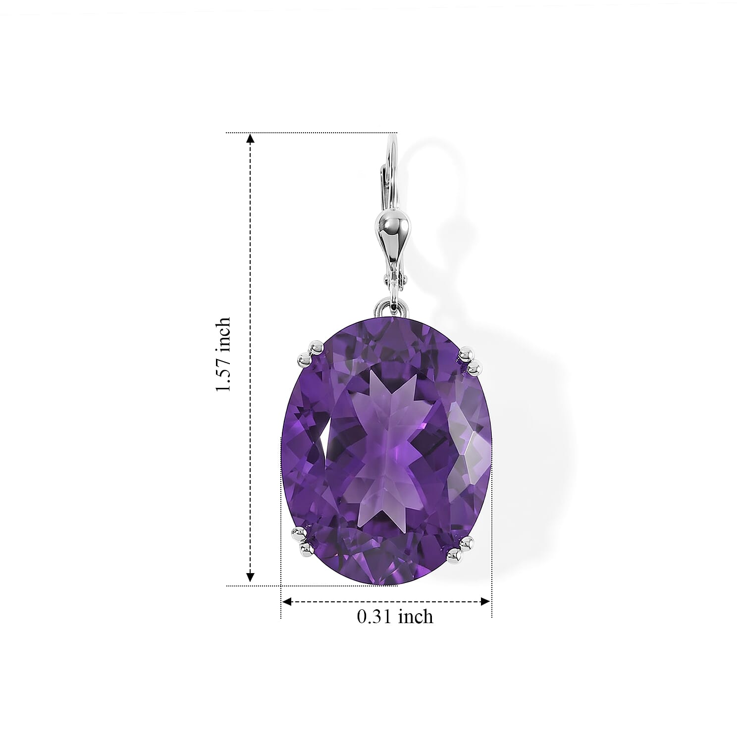 Doorbuster D'Joy African Amethyst 52.10 ctw Solitaire Lever Back Earrings in Rhodium Over Sterling Silver