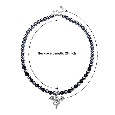 Terahertz and Shungite 210.00 ctw, Austrian Crystal Beaded Dragon Necklace (18-20 Inches) in Silvertone and Stainless Steel