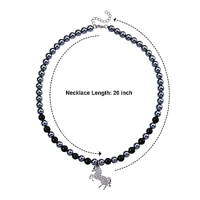 Terahertz and Shungite 210.00 ctw, Austrian Crystal Beaded Horse Necklace (18-20 Inches) in Silvertone and Stainless Steel