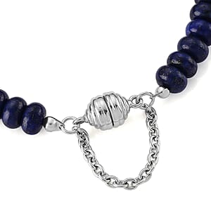 Lapis Lazuli 80.00 ctw Beaded Bracelet in Stainless Steel (7.50-9.00In)