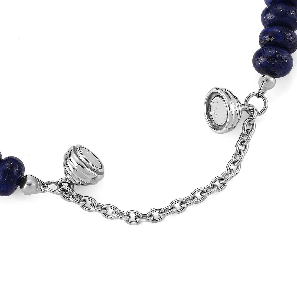 Lapis Lazuli 80.00 ctw Beaded Bracelet in Stainless Steel (7.50-9.00In) image number 4