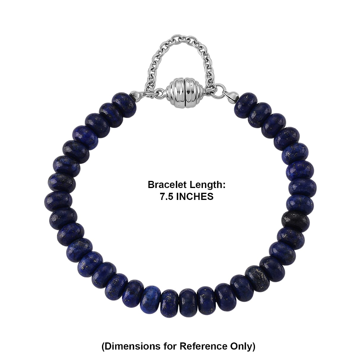Lapis Lazuli 80.00 ctw Beaded Bracelet in Stainless Steel (7.50-9.00In) image number 5