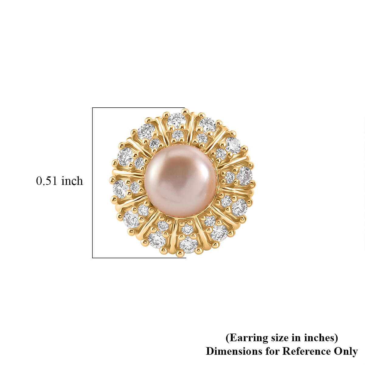 EverTrue Pink Fresh Water Pearl and White Zircon 0.75 ctw Crown of Light Earrings in 18K YG Plated