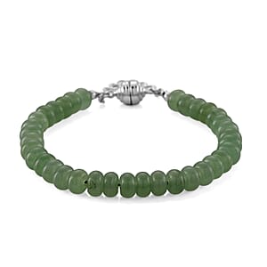 Green Aventurine 80.00 ctw Beaded Bracelet in Stainless Steel (7.50-9.00In)