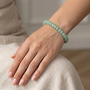 Green Aventurine 80.00 ctw Beaded Bracelet in Stainless Steel (7.50-9.00In)