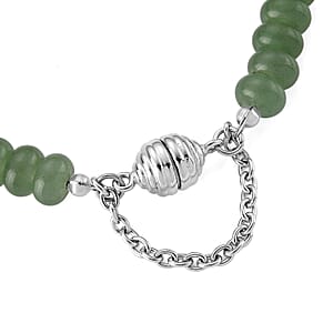 Green Aventurine 80.00 ctw Beaded Bracelet in Stainless Steel (7.50-9.00In)
