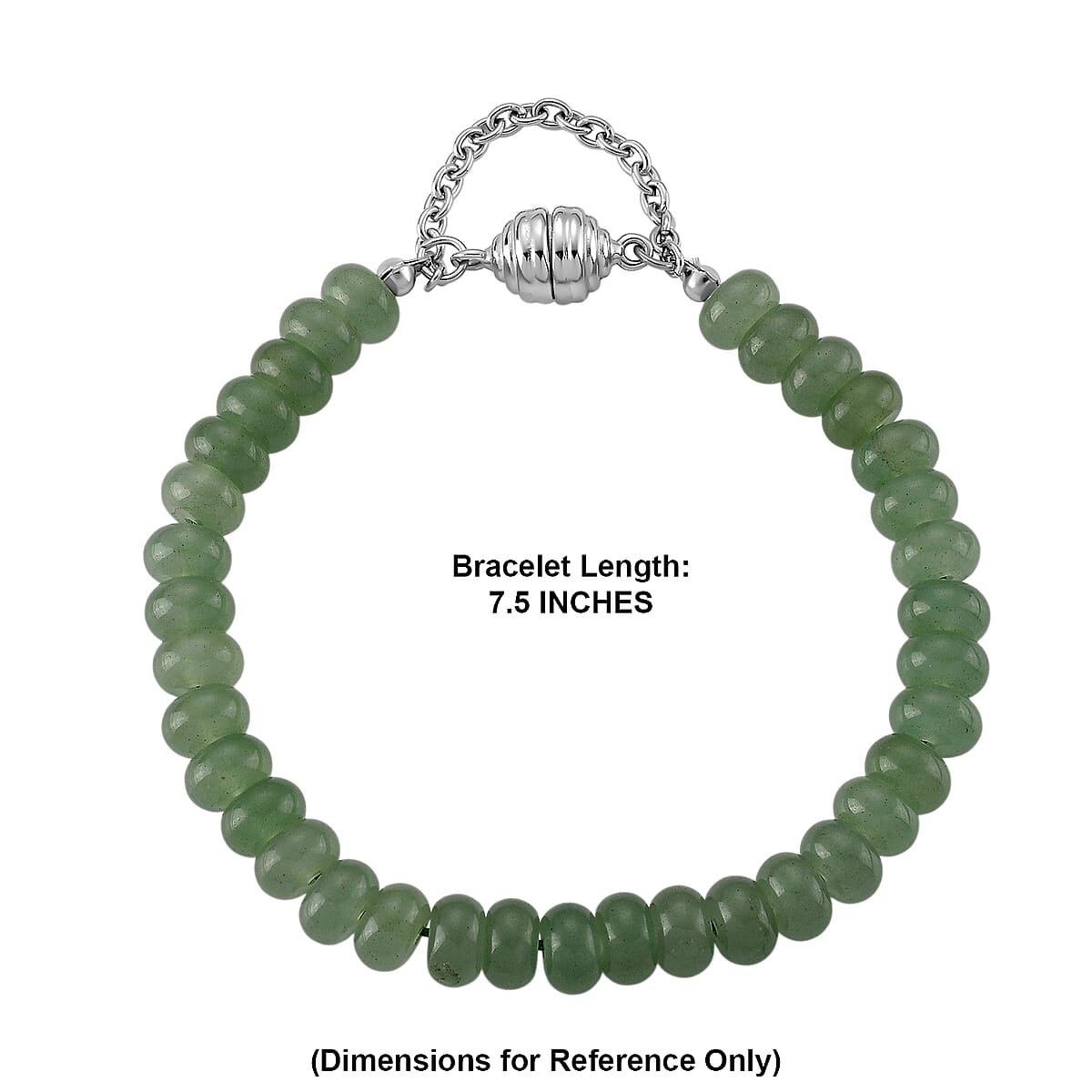 Green Aventurine 80.00 ctw Beaded Bracelet in Stainless Steel (7.50-9.00In) image number 5