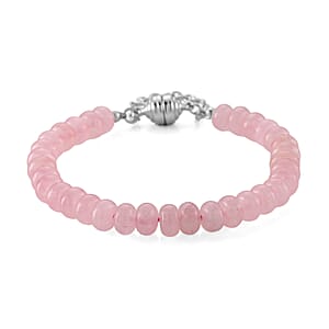 Galilea Rose Quartz 80.00 ctw Beaded Bracelet in Stainless Steel (7.50-9.00In)