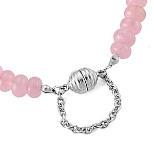 Galilea Rose Quartz 80.00 ctw Beaded Bracelet in Stainless Steel (7.50-9.00In)