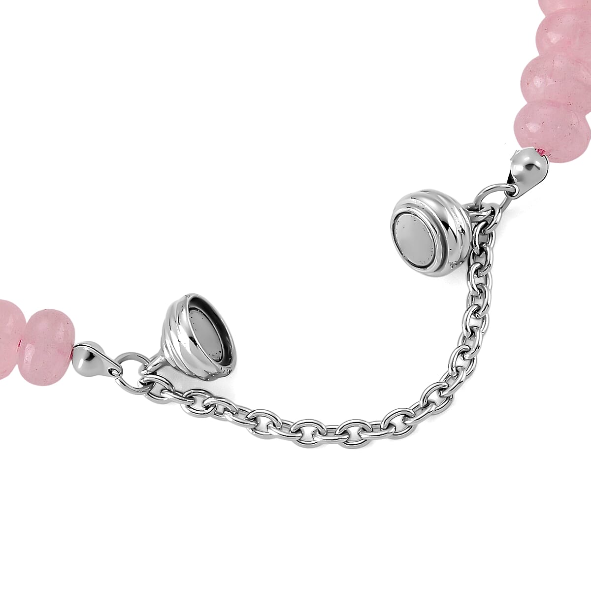 Galilea Rose Quartz 80.00 ctw Beaded Bracelet in Stainless Steel (7.50-9.00In) image number 4