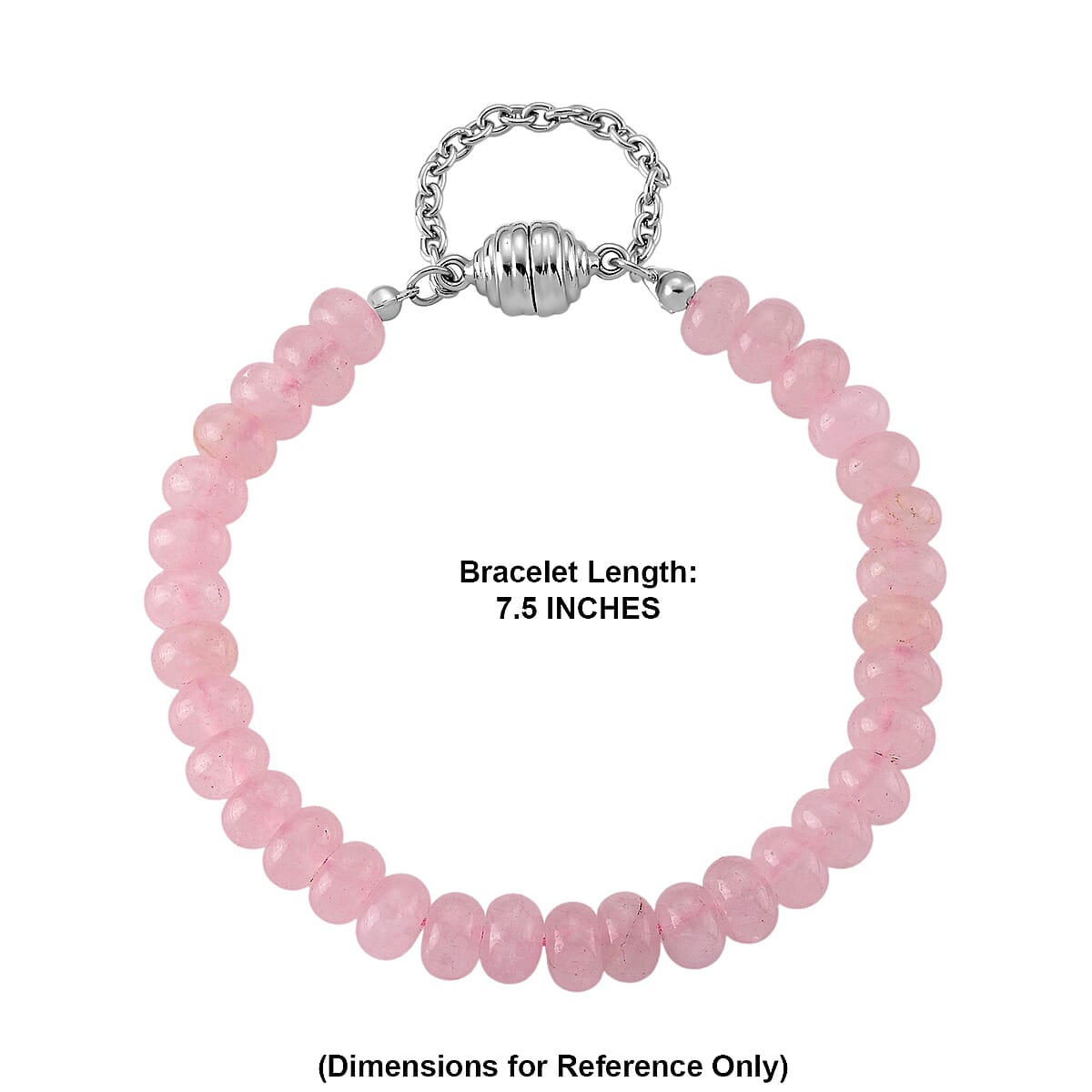 Galilea Rose Quartz 80.00 ctw Beaded Bracelet in Stainless Steel (7.50-9.00In) image number 5