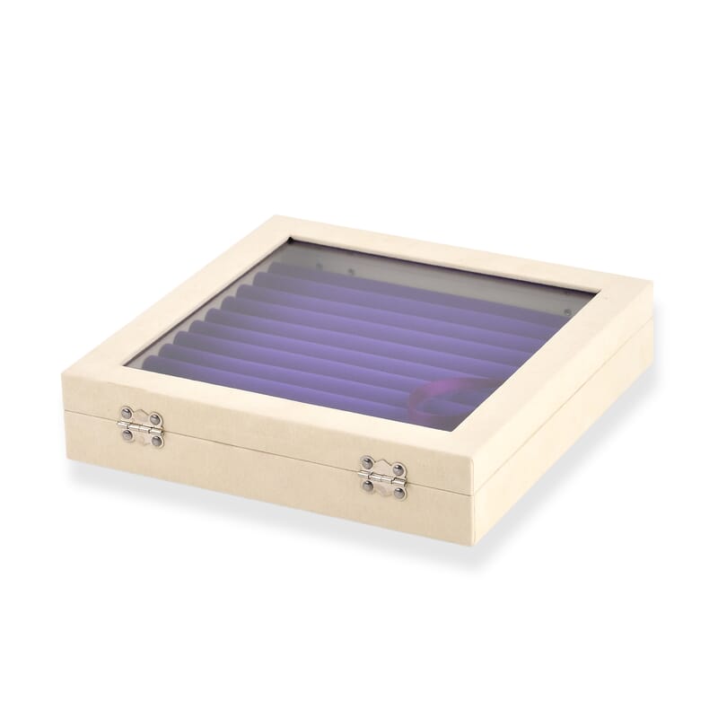 Purple SQ Velvet Ring Box, Inside All Ring Row Anti Tarnish Jewelry Box
