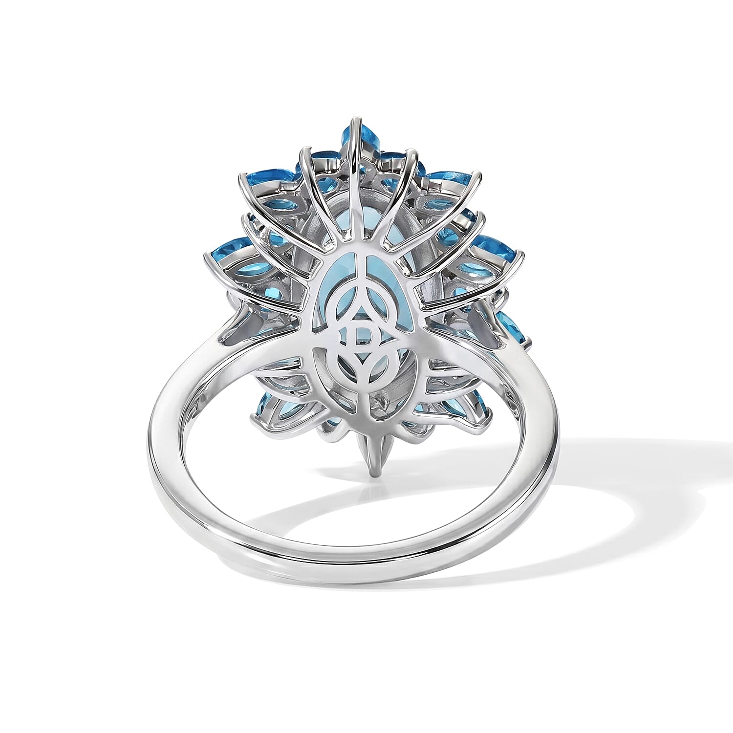 D'Joy Larimar and Neon Apatite 6.10 ctw Ocean Mist Ring in Rhodium Over Sterling Silver (Size 5.0)