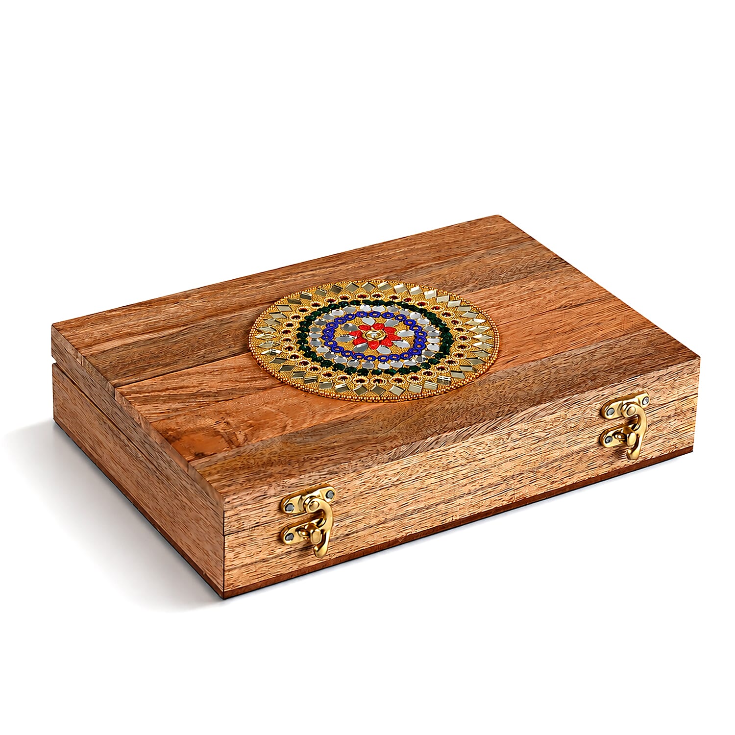 Livmore Multi Handcrafted Teak Wooden Wid Round Beads Jewelry Box