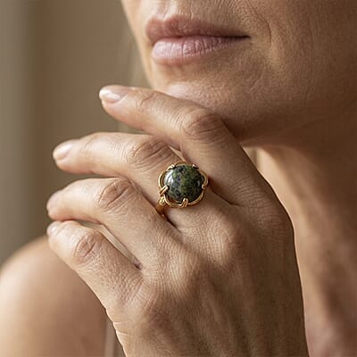 Unakite 4.00 ctw Ring in Goldtone (Adjustable)